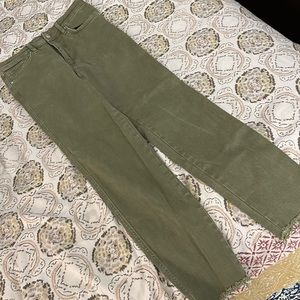 FREE PEOPLE denim. Stretch green high waisted